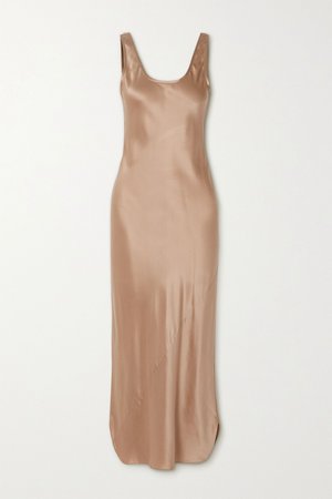 Bronze Silk-satin midi dress | Nili Lotan | NET-A-PORTER