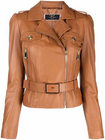 Elisabetta Franchi belted leather jacket