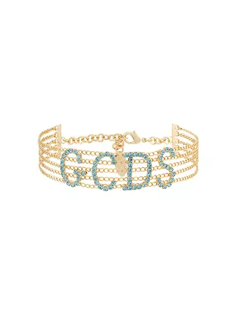 GCDS crystal embellished logo necklace