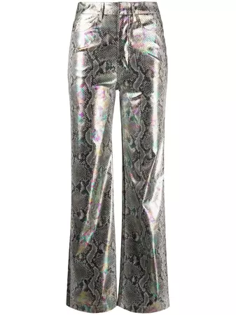 ROTATE Holographic snakeskin-print Trousers - Farfetch