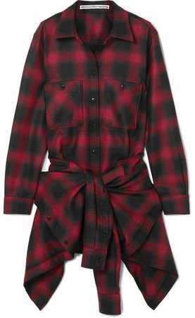 Checked Wool-flannel Playsuit - Red