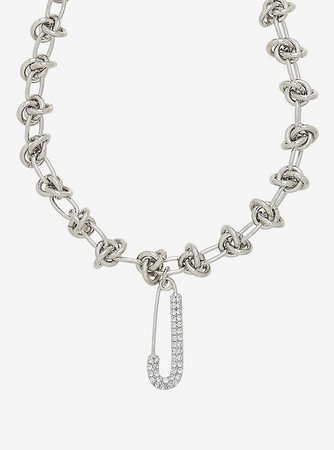 CZ Safety Pin Chain Necklace