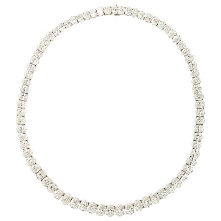 Rare Oval Diamond Platinum Necklace For Sale at 1stDibs
