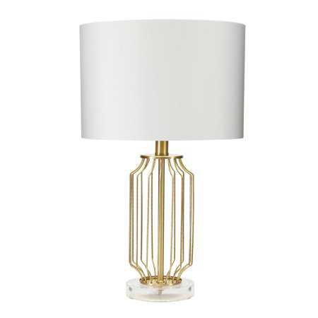 Better Homes & Gardens Metal Cage Table Lamp, Brushed Brass Finish, CFL Bulb Included - Walmart.com