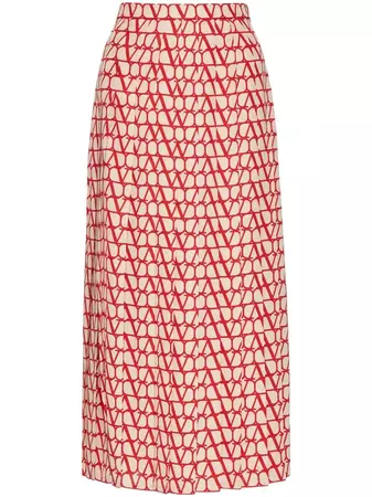 Valentino Logo-print Pleated Silk Skirt - Farfetch