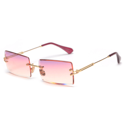 Diamond Cut Rectangle Frame Sunglasses - Light Pink – Essntl Frames