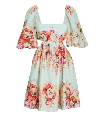 Zimmermann Mae Floral Puff Sleeve Mini Dress | INTERMIX®