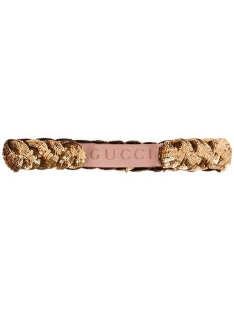 Gucci Sequined Braided Hair Band 5939883GE31 Gold | Farfetch