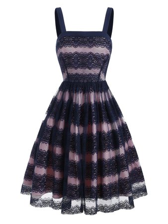 Lace Overlay Square Neck Sleeveless Dress [29% OFF] | Rosegal