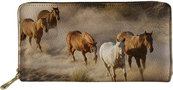 Amazon.com: doginthehole Horse Women Wallet Zip Around Clutch Long Large Travel Purse : Clothing, Shoes & Jewelry