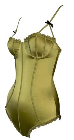 green gucci bodysuit backless 2004