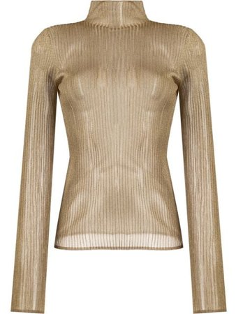 Vince Ribbed Knitted Top V640878344 Gold | Farfetch