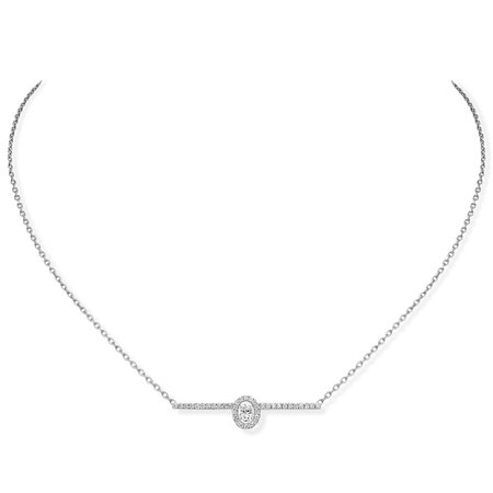 Messika Glam'Azone 18K Gold Pavé Diamond Oval Bar Necklace