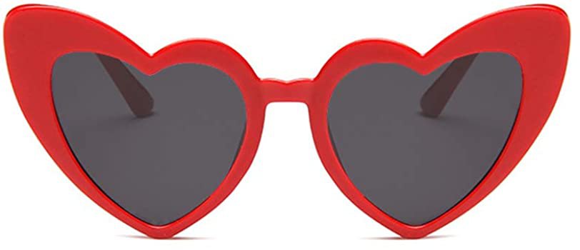 Amazon.com: JUSLINK Heart Shaped Sunglasses for Women, Cat Eye Mod Style Retro Kurt Cobain Glasses(Red): Clothing