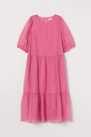 Puff-sleeved Dress - Pink