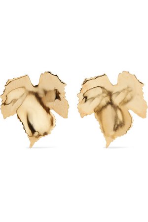 Oscar de la Renta | Grape Leaf gold-tone clip earrings | NET-A-PORTER.COM
