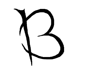the letter B in a creepy yet fancy font