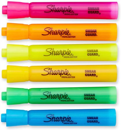 Sharpie Tank Highlighters Assorted Colors | Chisel Tip Highlighter Pens, 12 Count | ArtBeek