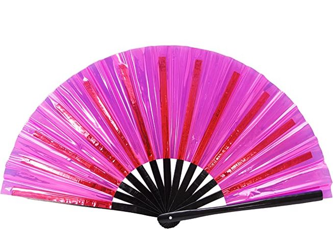 Amazon.com: Gionforsy 1pcs Rave Hand Fan Bamboo Holding Hand Fan Large Folding Fan with Bright Color Fabric Folding Fan for Festival (1PC-Style4 Pink) : Home & Kitchen