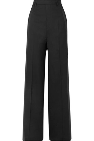 Rick Owens | Satin-trimmed wool-blend wide-leg pants | NET-A-PORTER.COM
