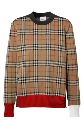 Burberry Zambezi Check Jacquard Merino Wool Blend Sweater | Nordstrom