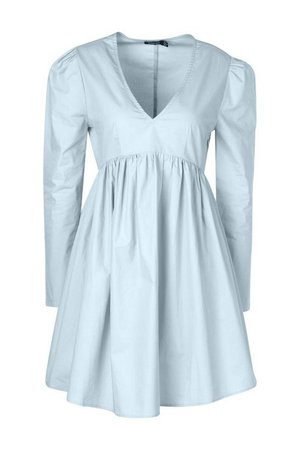 Cotton Puff Sleeve Smock Dress | boohoo blue