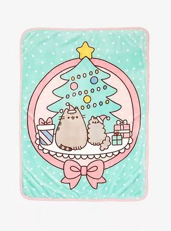 Pusheen Pastel Holiday With Stormy Sherpa Throw Blanket