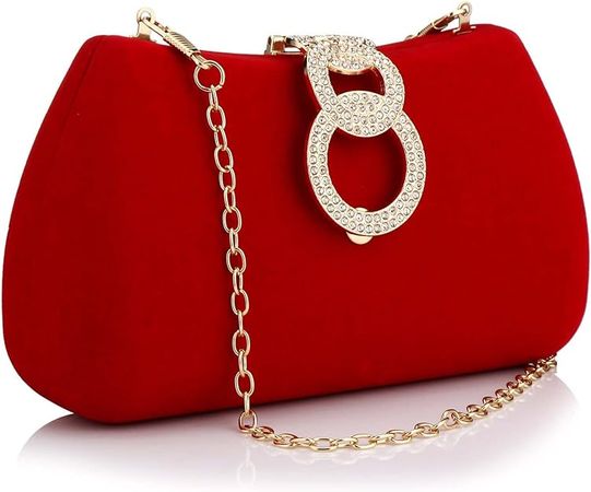 Buric Clutch Purses for Women Fashion Evening Bag Gold Clutch Small Crossbody Bag with Detachable Chain for Party/Wedding (Red): Handbags: Amazon.com