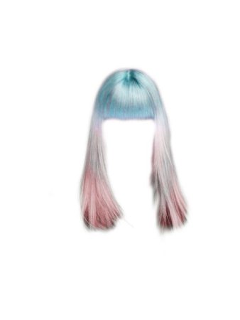 Blue and pink hair with bangs