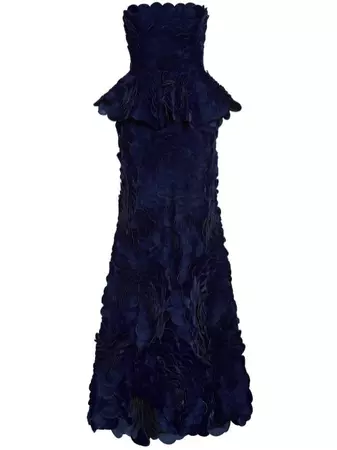 Oscar De La Renta cut-out Floral Silk Strapless Gown - Farfetch