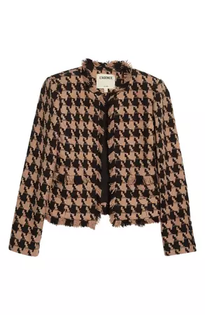 L'AGENCE Angelina Houndstooth Open Front Blazer | Nordstrom