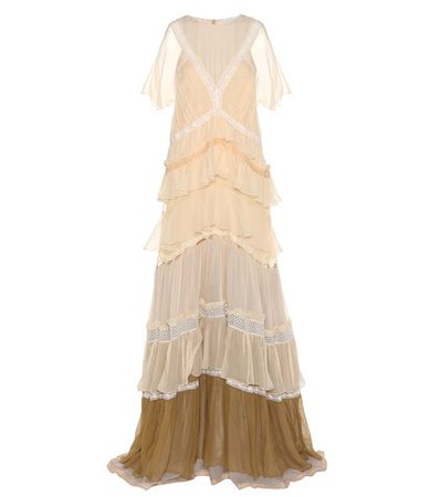 Lace-trimmed silk dress