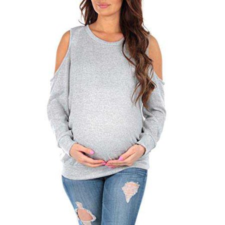 Mother Bee Women's Cold Shoulder Maternity Tunic Top by Rags and Couture and at Amazon Women’s Clothing store: