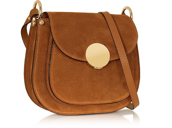 Le Parmentier Camel Agave Suede and Smooth Leather Shoulder Bag at FORZIERI