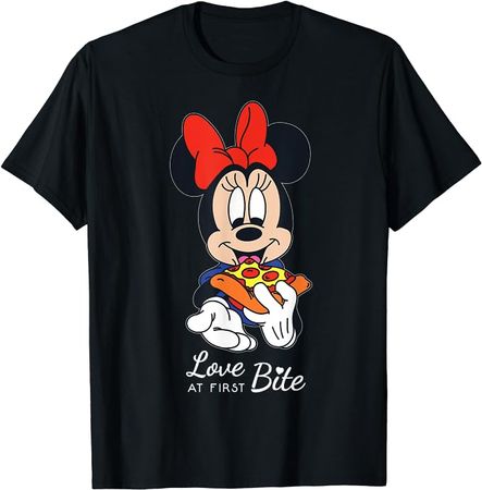 Amazon.com: Disney Minnie Mouse Pizza Love at First Bite T-Shirt : Clothing, Shoes & Jewelry