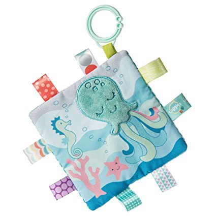 Amazon.com: Taggies Crinkle Me Toy with Baby Paper & Squeaker, 6.5 X 6.5", Sleepy Seas Octopus : תינוק