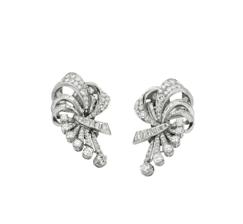 Bulgari - Earrings in platinum with diamonds, 1938