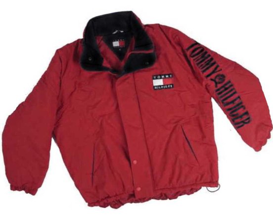 hilfiger red black rare jacket