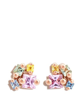 Suzanne Kalan 18kt Rose Gold Cluster Sapphire Earrings - Farfetch