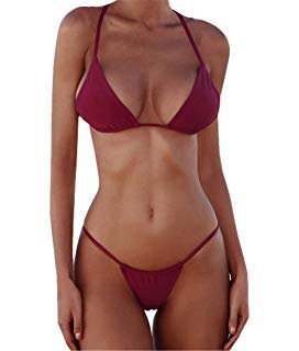 Amazon.com: QINSEN Woman's Summer Sexy 2 Pieces Bikini Criss Cross Beachwear Set Black S: Clothing