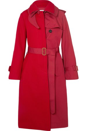 Sacai | Melton wool and cotton-gabardine trench coat | NET-A-PORTER.COM