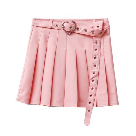 Heart Belt Pleated Mini Harajuku High Waist Skirt
