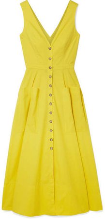 Zoey Cutout Stretch-cotton Poplin Midi Dress - Yellow