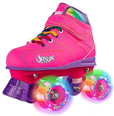 Amazon.com : Crazy Skates Dream Roller Skates for Girls with LED Light-up Wheels - Pink (Size 1) : Sports & Outdoors