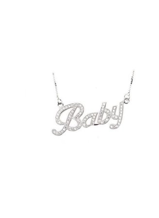 Y2K baby necklace silver diamond plated name
