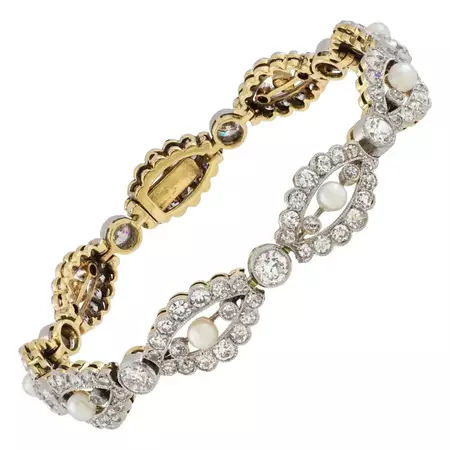 Edwardian Pearl and Diamond Bracelet For Sale at 1stDibs | edwardian bracelets, edwardian diamond bracelet, edwardian bracelet