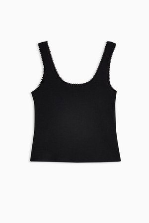 Black Picot Trim Vest | Topshop black