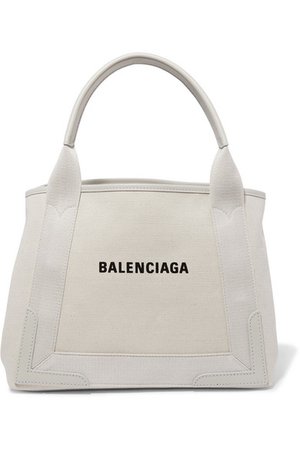 Balenciaga | Cabas small leather-trimmed canvas tote | NET-A-PORTER.COM