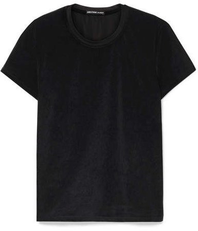 Stretch-velvet T-shirt - Black