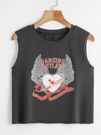 Heart And Letter Graphic Tank Top | SHEIN USA